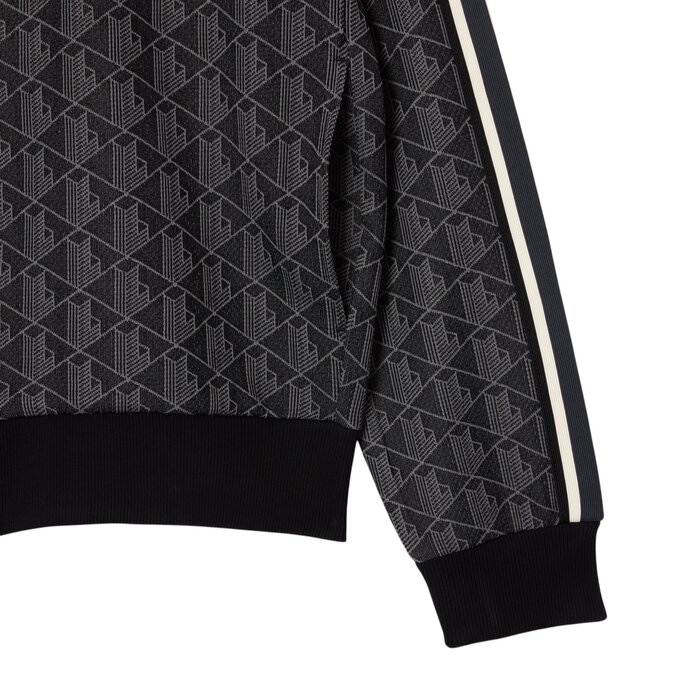 Lacoste Veste de survêtement zippée Paris jacquard -  Noir/Gris foncé