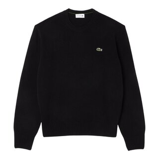 Lacoste Pull En Laine Cardée Col Rond - Noir