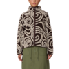 Swirls Jacquard  Zip  Jacket - Brown Multi