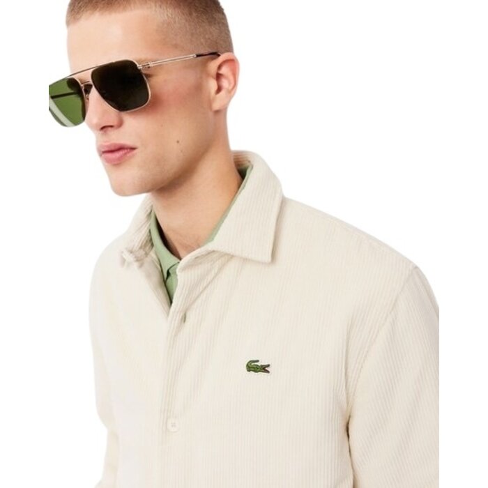 Lacoste Surchemise Oversize Velours Côtelé - Blanc