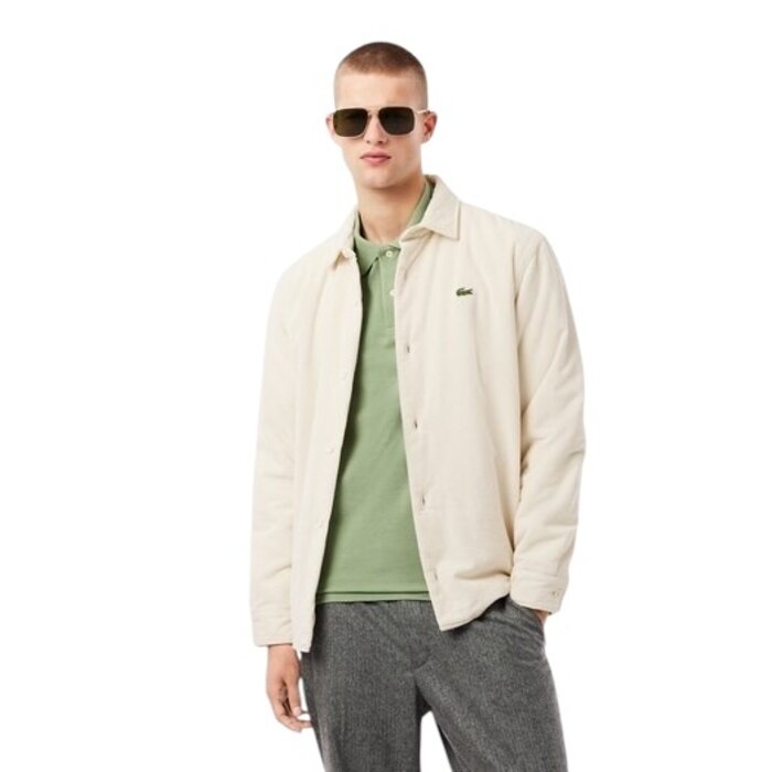 Lacoste Surchemise Oversize Velours Côtelé - Blanc