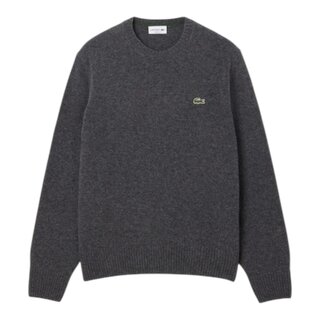 Lacoste Pull En Laine Cardée Col Rond - Gris Chiné