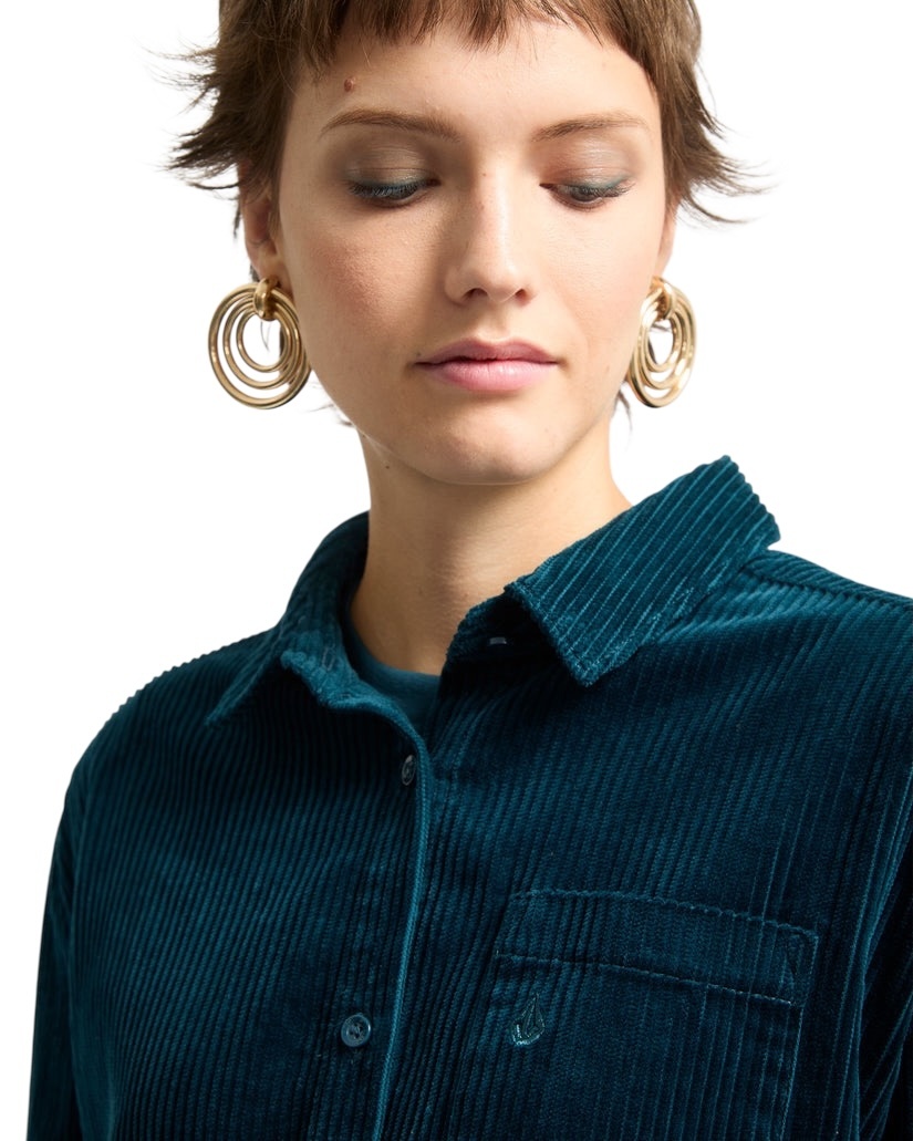 Volcom Weellow Corduroy Shirt - Emerald Green