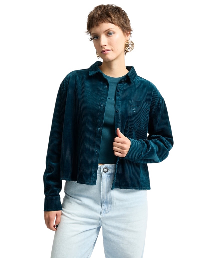 Volcom Weellow Corduroy Shirt - Emerald Green