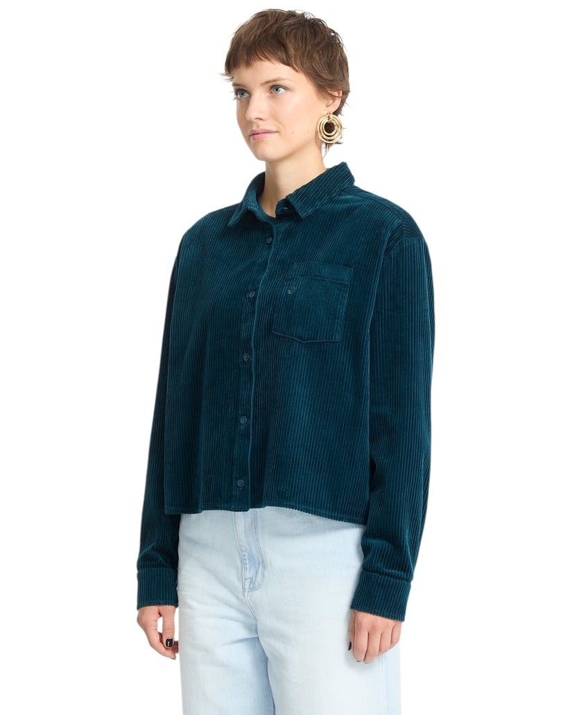 Volcom Weellow Corduroy Shirt - Emerald Green