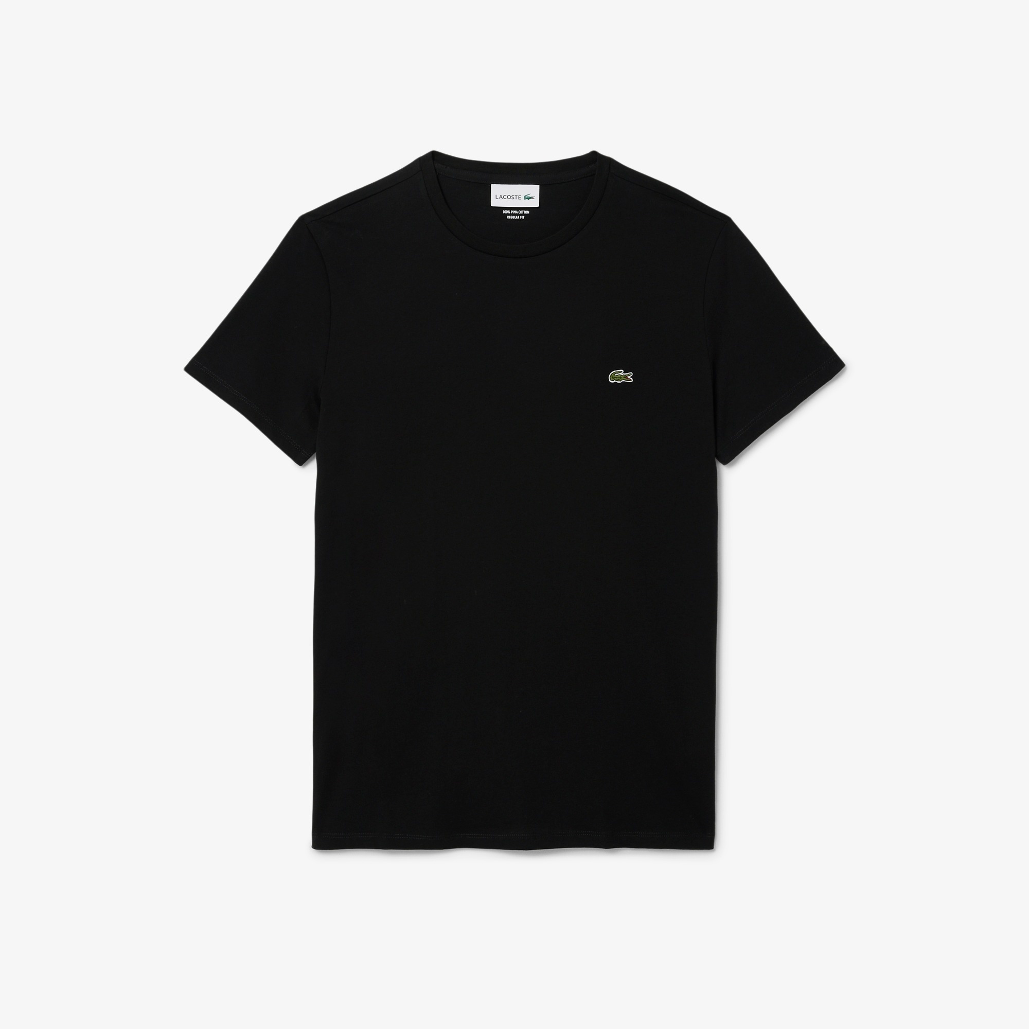 Lacoste T-Shirt Col Rond En Jersey De Coton Pima Uni - Black