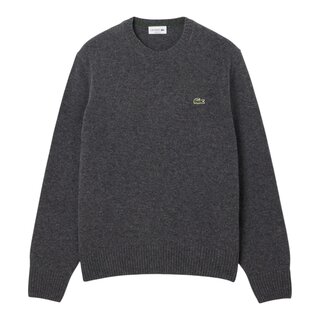 Lacoste Pull En Laine Cardée Col Rond - Gris Chiné