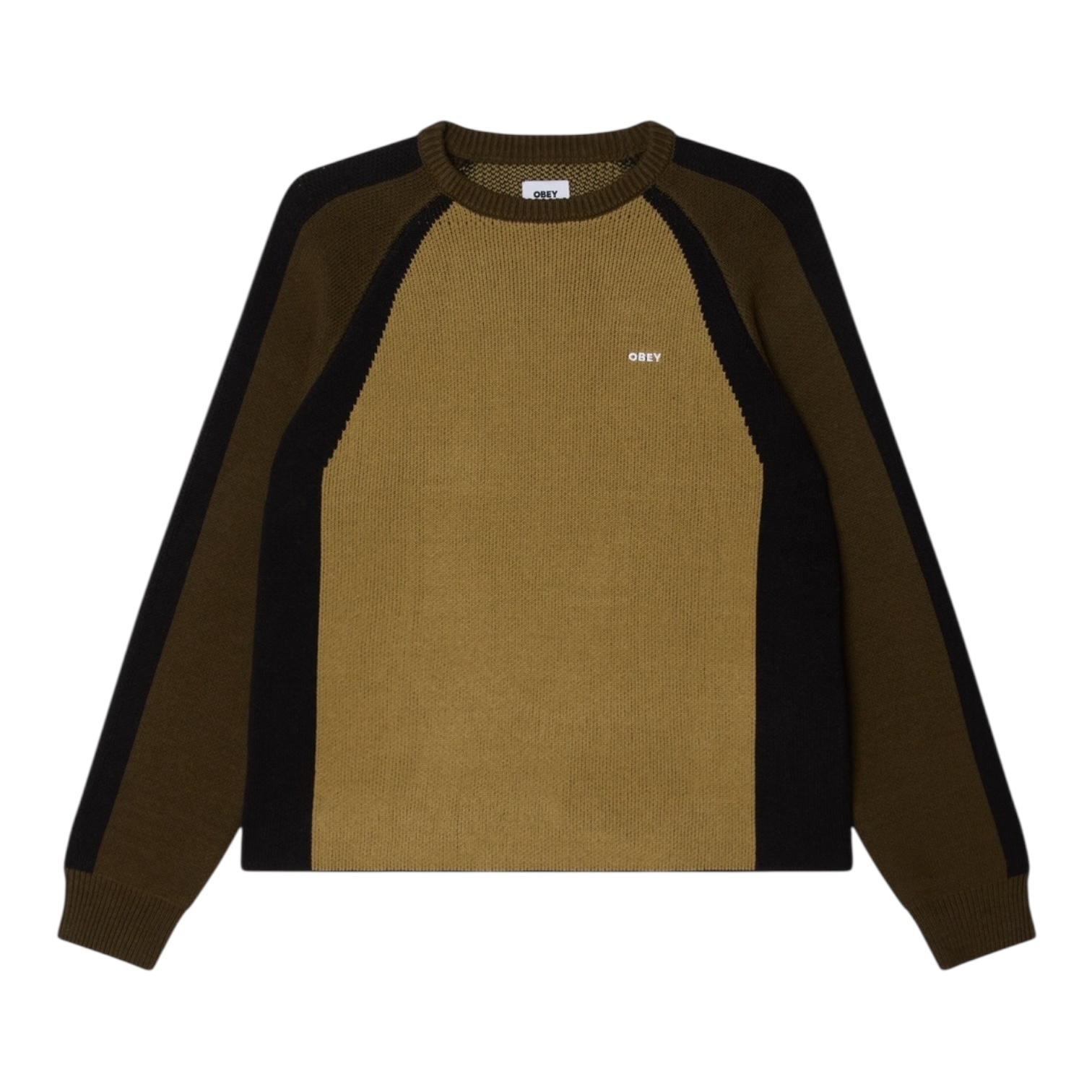 Obey Raglan Crew Neck Sweater - Mermaid Green Multi