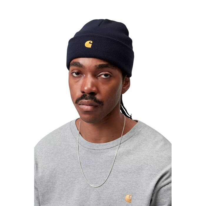 Carhartt WIP Chase Beanie - Dark Navy/Gold