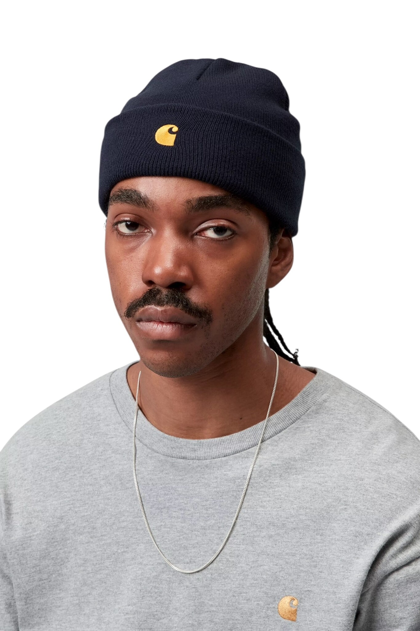 Carhartt WIP Chase Beanie - Dark Navy/Gold