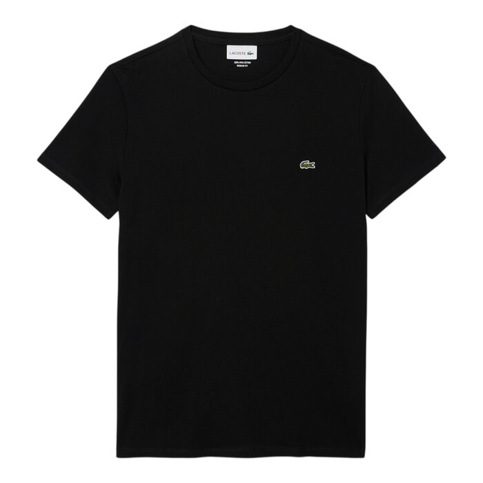Lacoste T-Shirt Col Rond En Jersey De Coton Pima Uni - Black