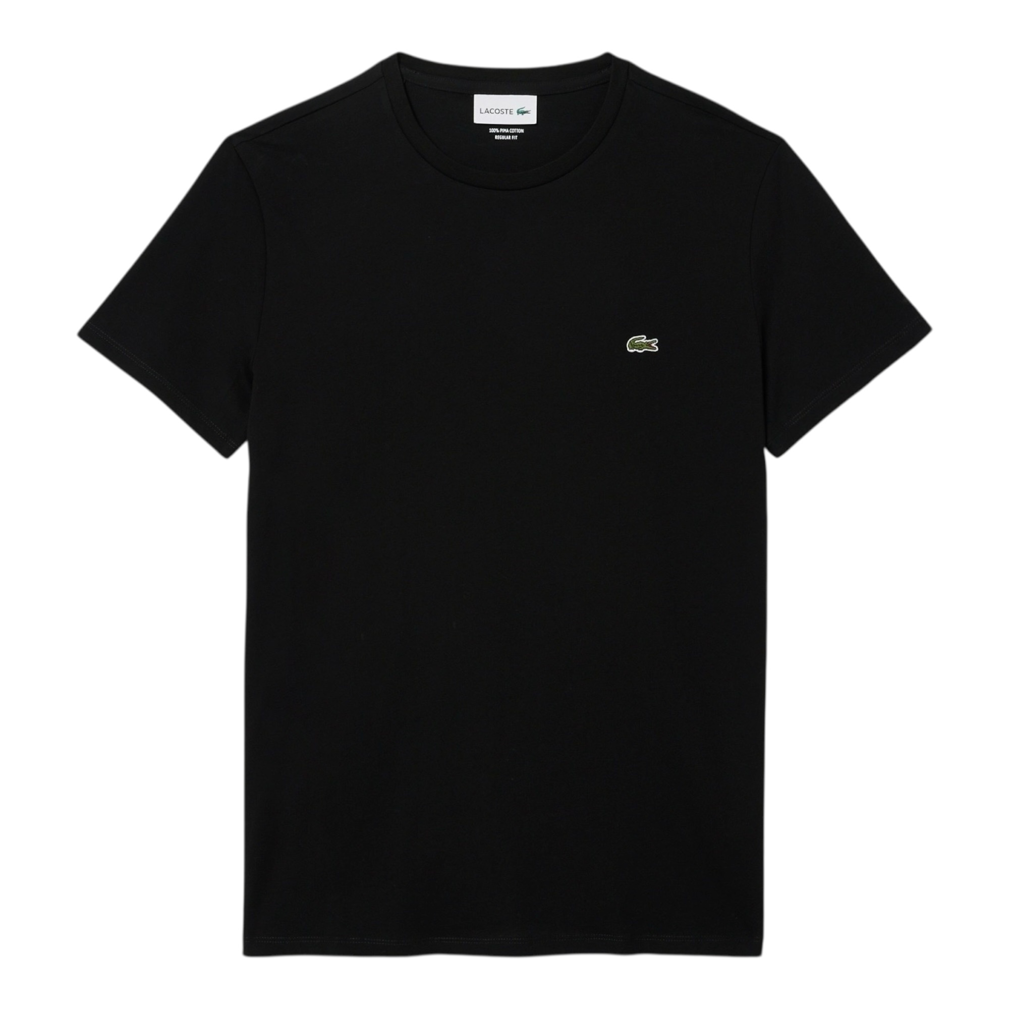 Lacoste T-Shirt Col Rond En Jersey De Coton Pima Uni - Black