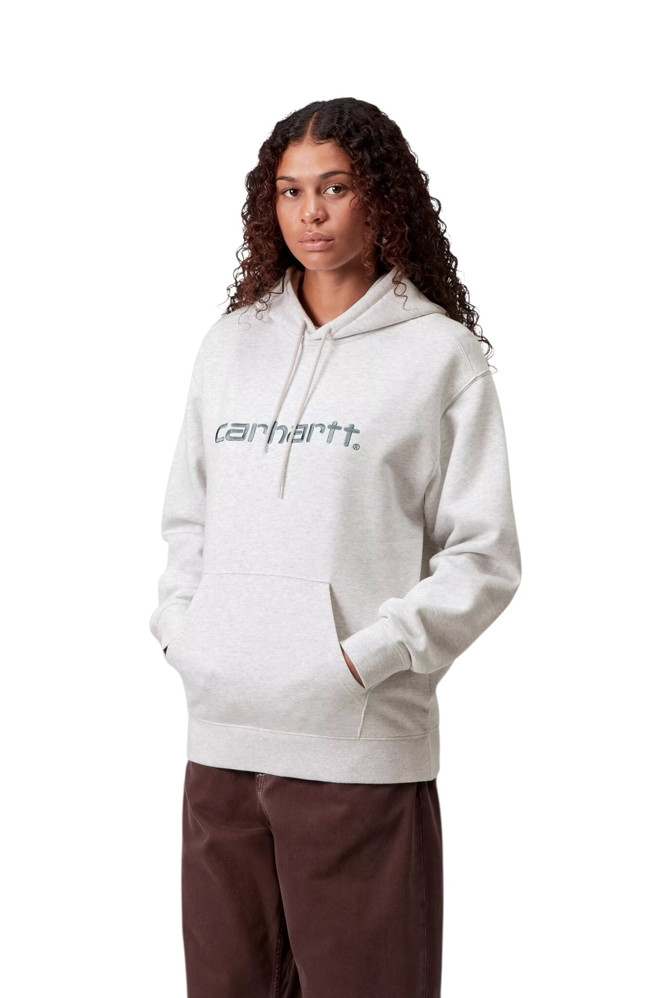 Carhartt WIP W' Hooded Carhartt Sweat - Ash Heather/Citadel