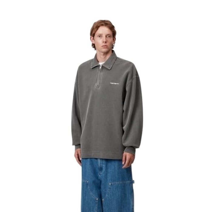 Carhartt WIP Piqué Script Sweat - Black/White Garment Dyed