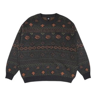 Magenta Aztec Knit Crewneck - Dark Heather