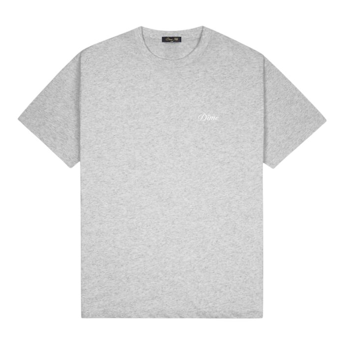 Dime Cursive Small Logo T-shirt  - Grey Heather