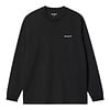 L/S Script Embroidery T-shirt - Black/White