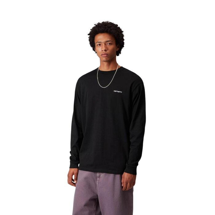 Carhartt WIP L/S Script Embroidery T-shirt - Black/White