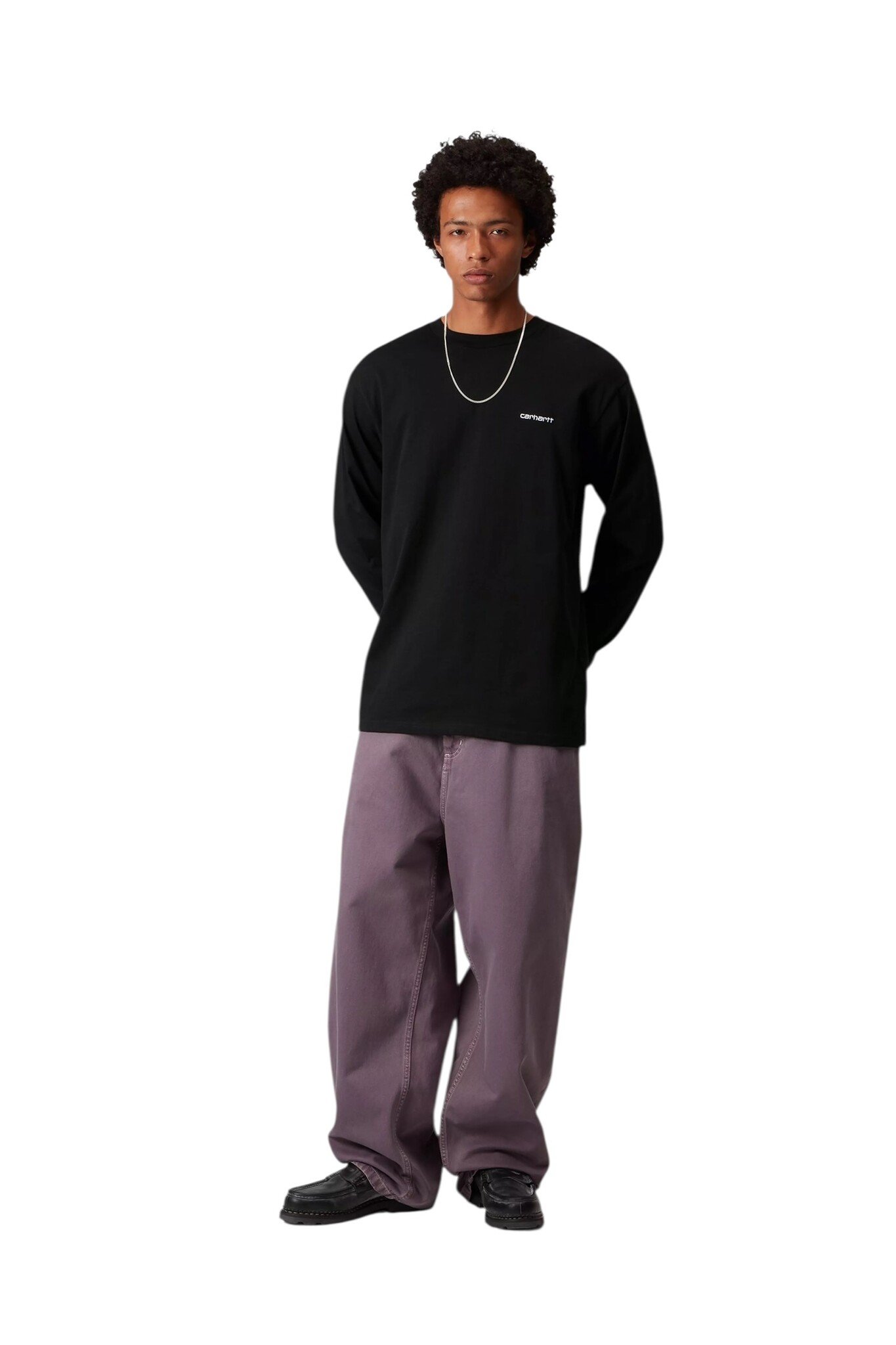 Carhartt WIP L/S Script Embroidery T-shirt - Black/White