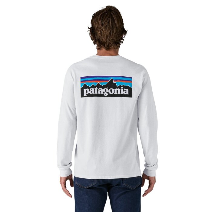 Patagonia M's L/S P-6 Logo Responsibili Tee - White