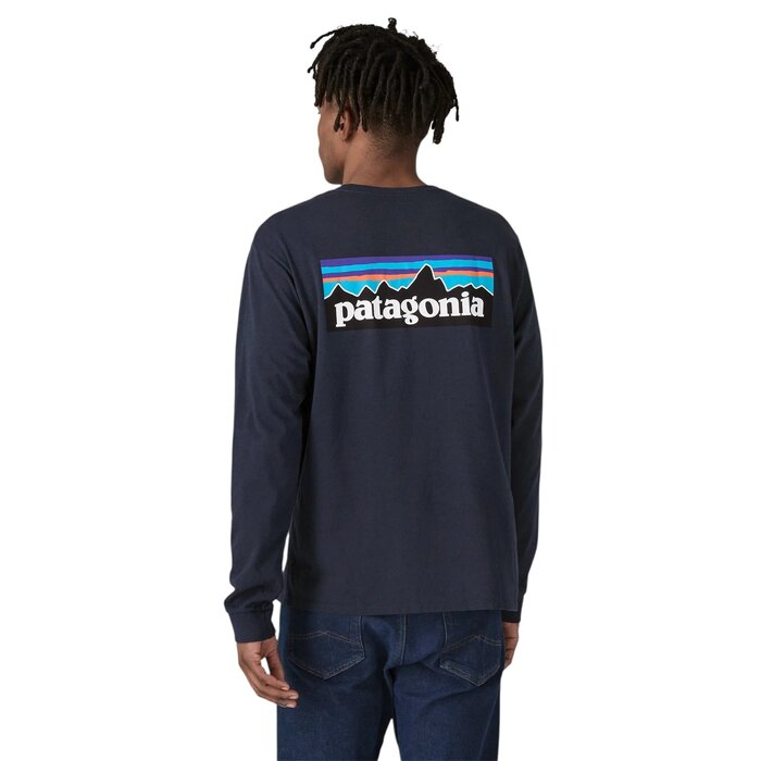 Patagonia M's L/S P-6 Logo Responsibili Tee - New Navy