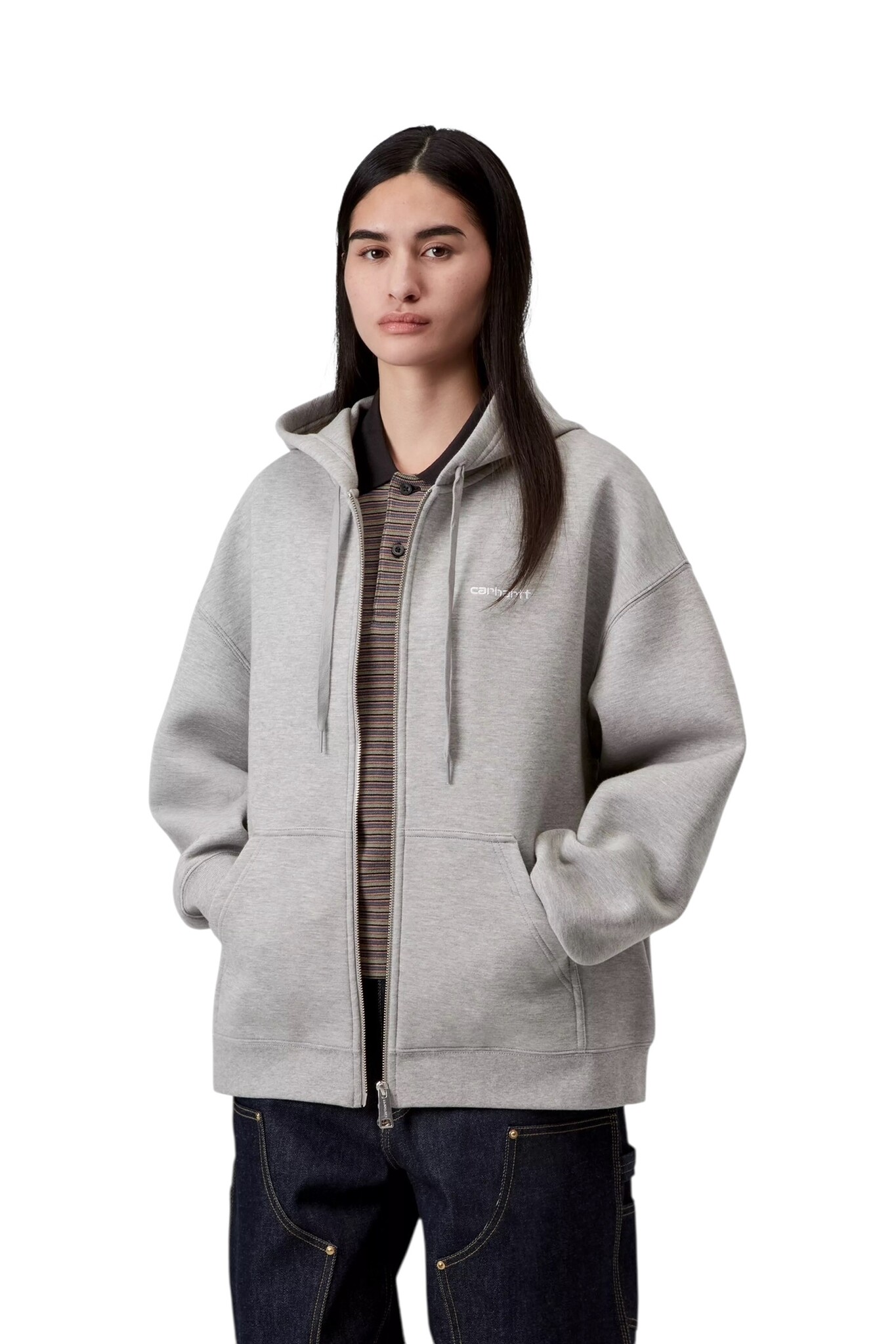 Carhartt WIP W' Hooded Alda Jacket - Grey Heather/White