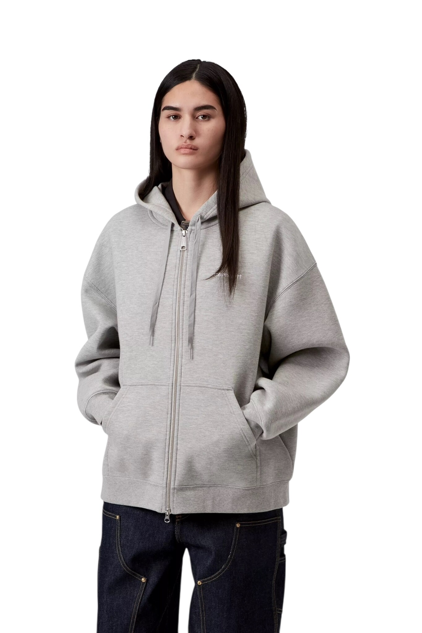 Carhartt WIP W' Hooded Alda Jacket - Grey Heather/White