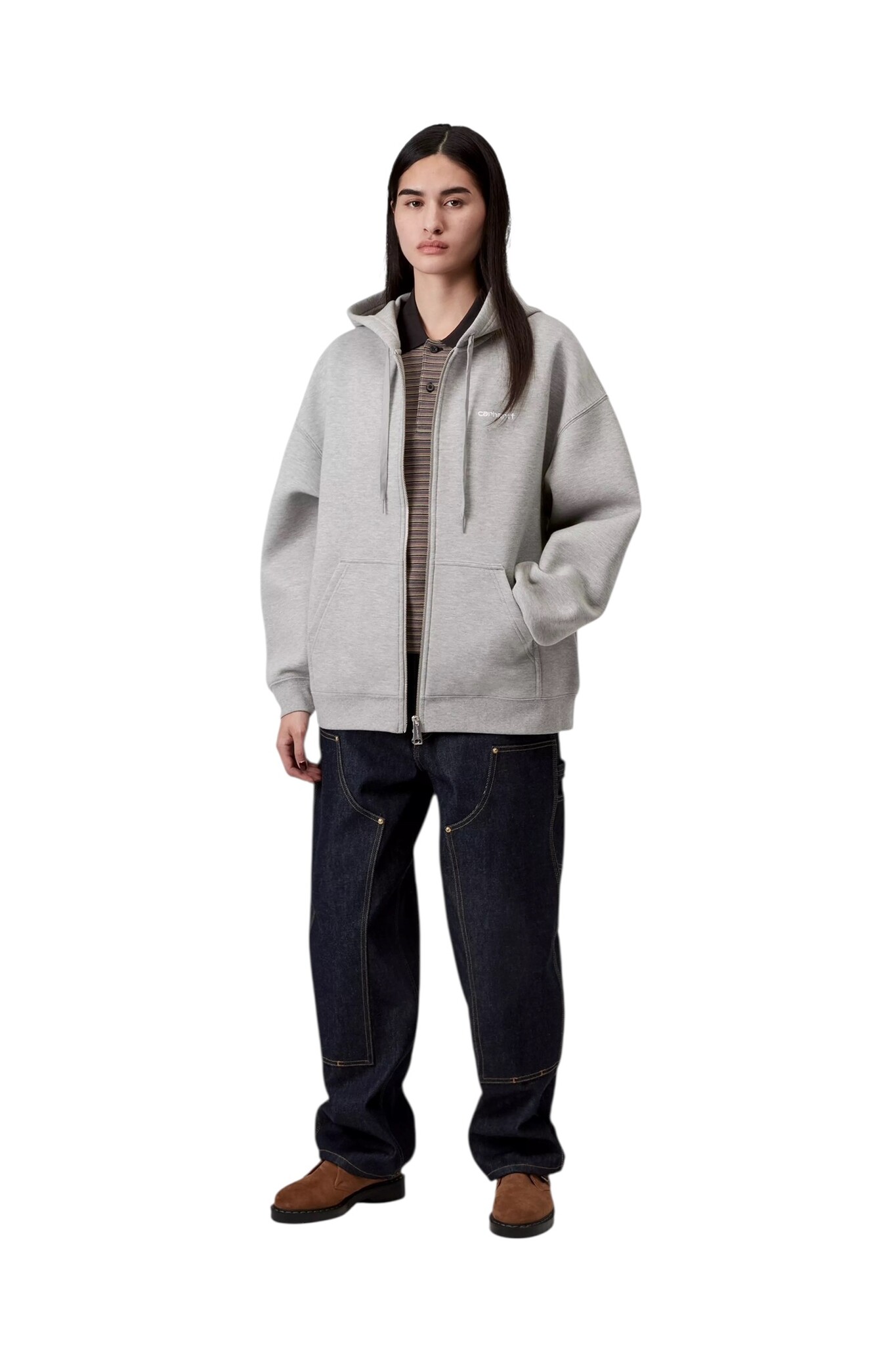 Carhartt WIP W' Hooded Alda Jacket - Grey Heather/White