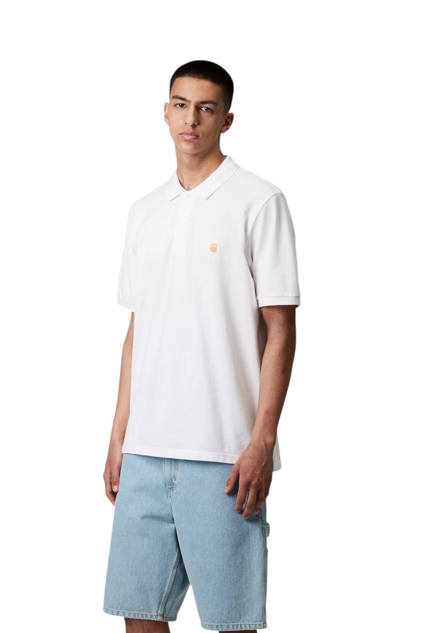 Carhartt WIP S/S Chase Pique Polo - White/Gold