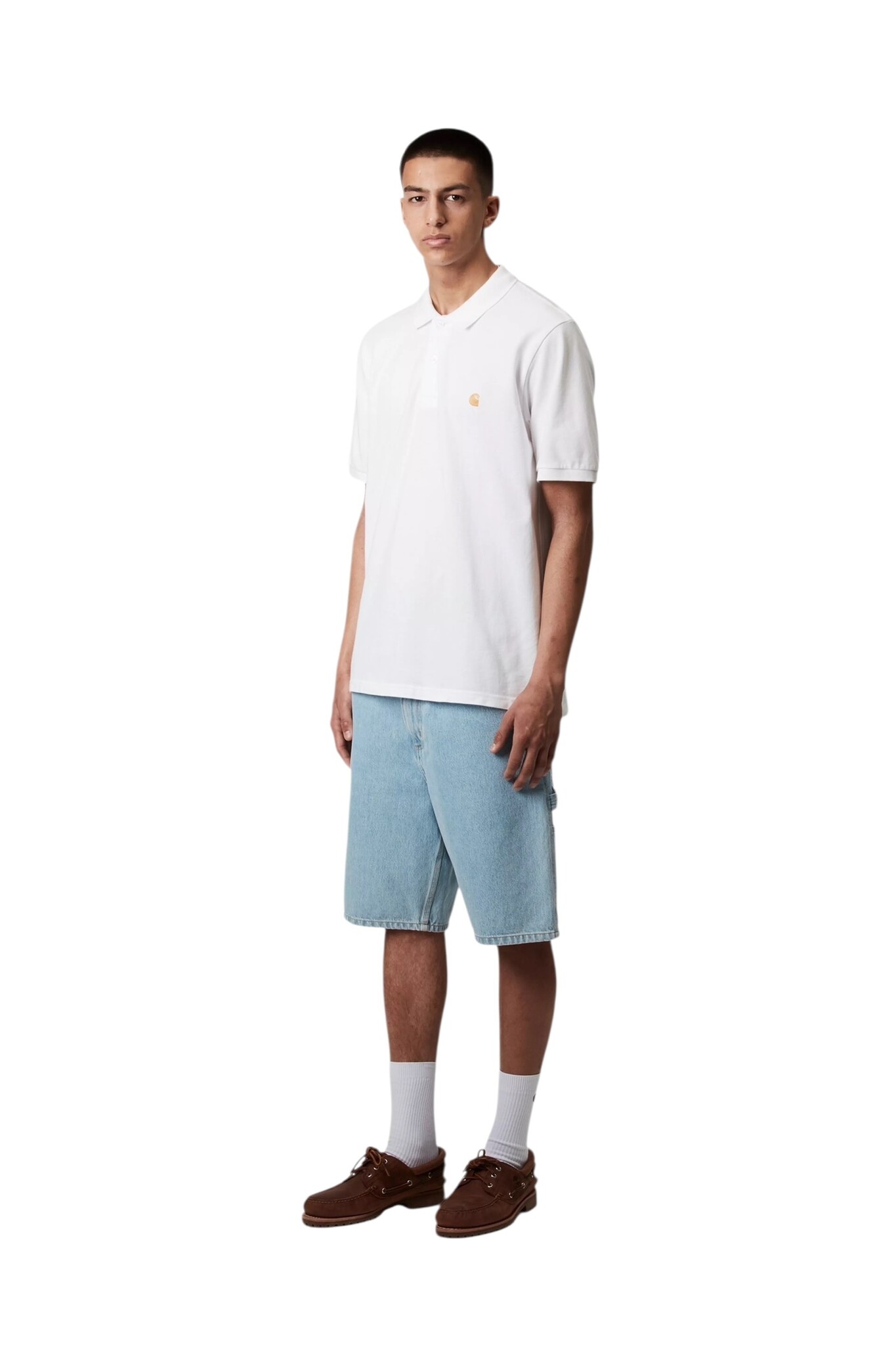 Carhartt WIP S/S Chase Pique Polo - White/Gold