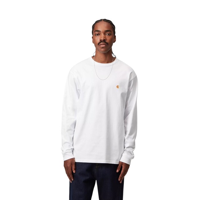 Carhartt WIP L/S Chase T-shirt - White/Gold