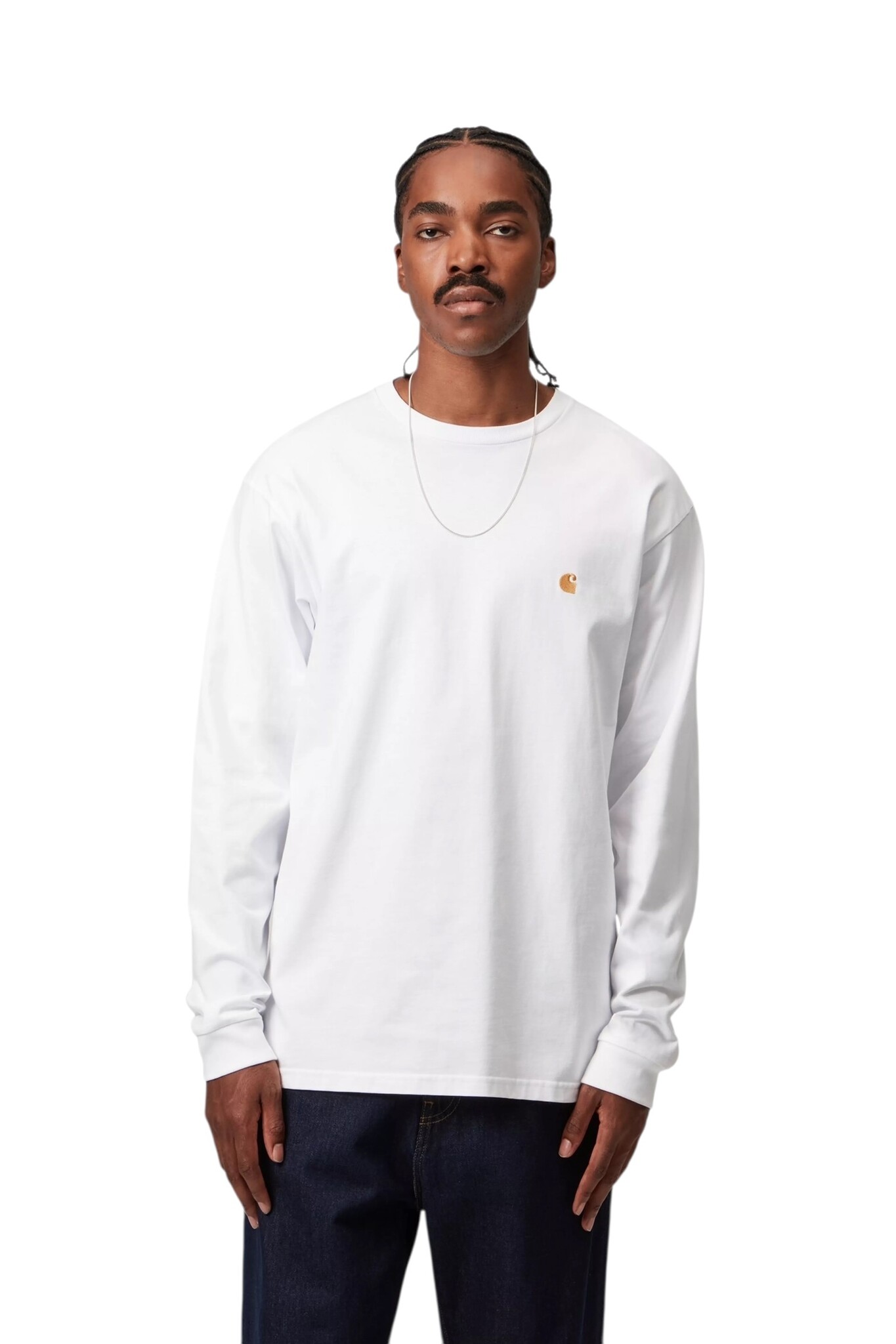 Carhartt WIP L/S Chase T-shirt - White/Gold