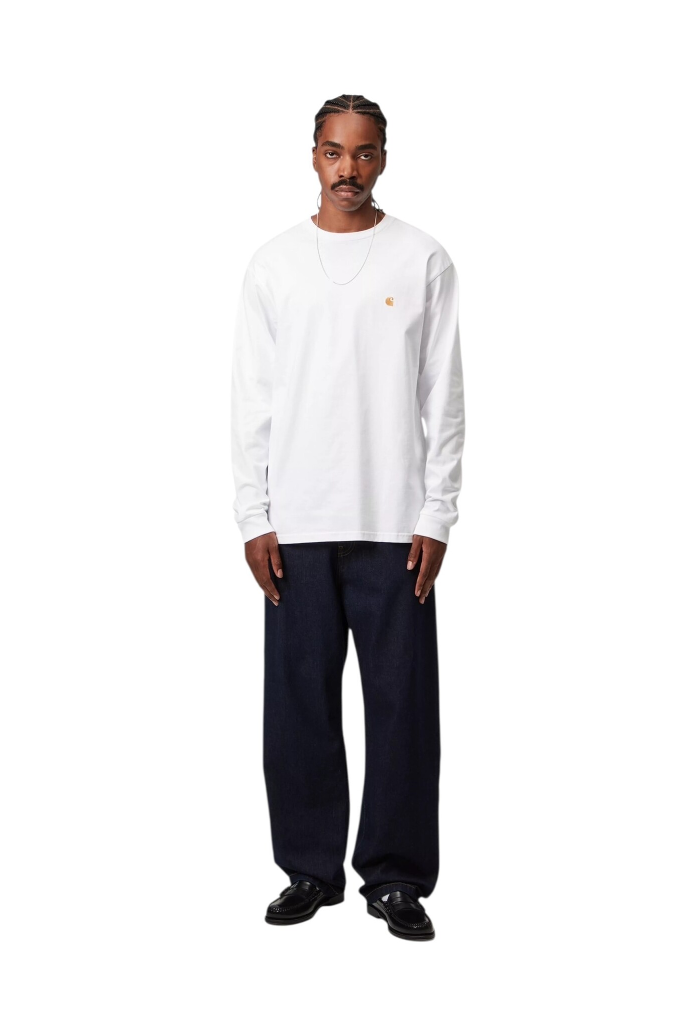 Carhartt WIP L/S Chase T-shirt - White/Gold