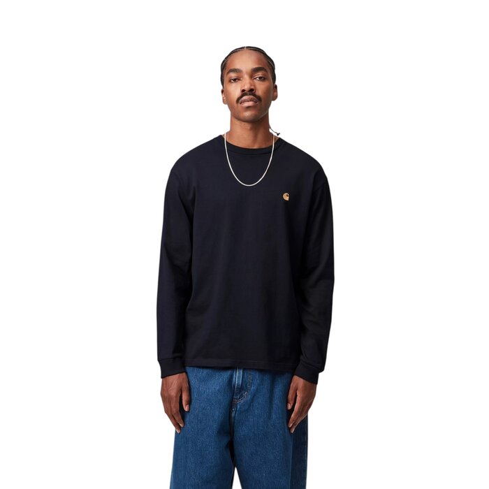Carhartt WIP L/S Chase T-Shirt Dark Navy / Gold