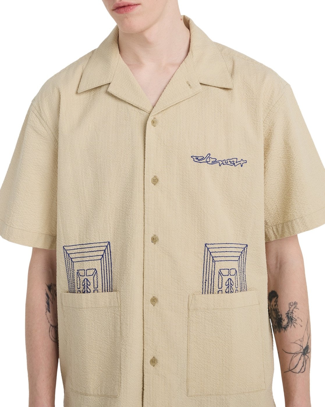 Element S/S Shirt Seesucker - Seesucker Aluminium