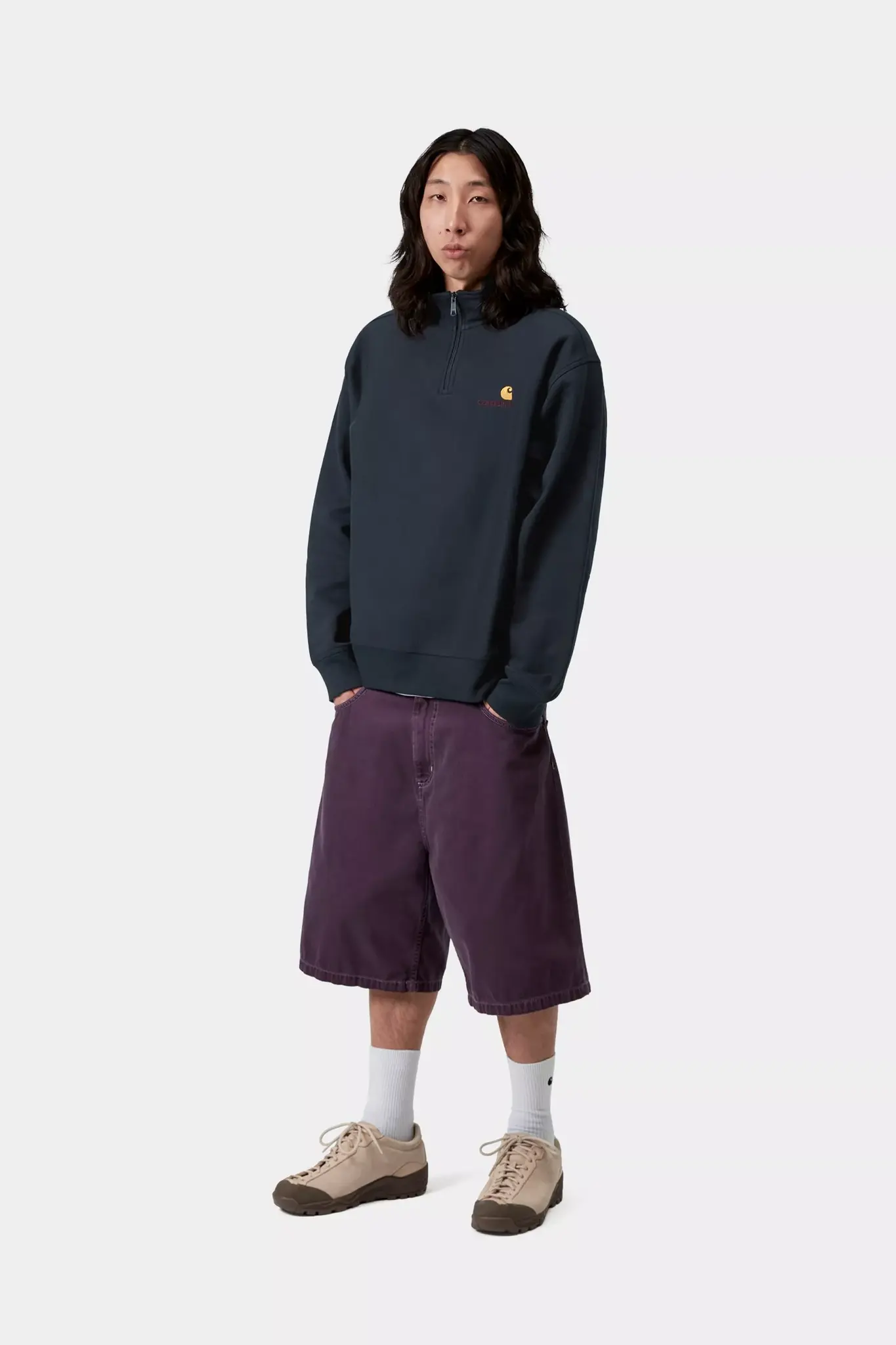 Carhartt WIP Half Zip American Script Sweat - Deep Night