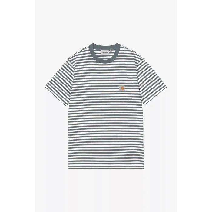 Carhartt WIP S/S Ezra Pocket T-Shirt - Ezra Stripe/Cozy Blue/Wax