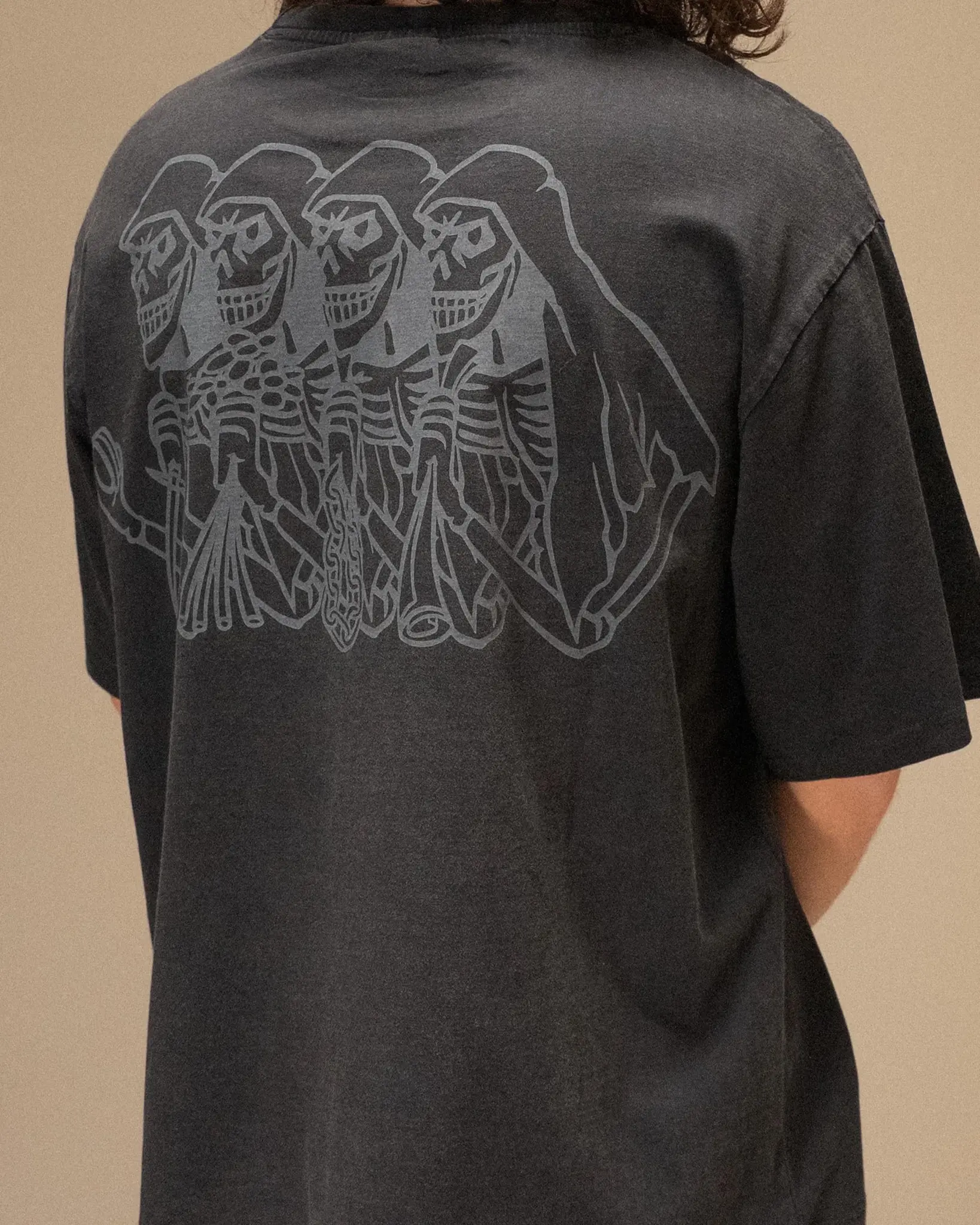 Jacker Skeleton Garment Dyed T-shirt - Black