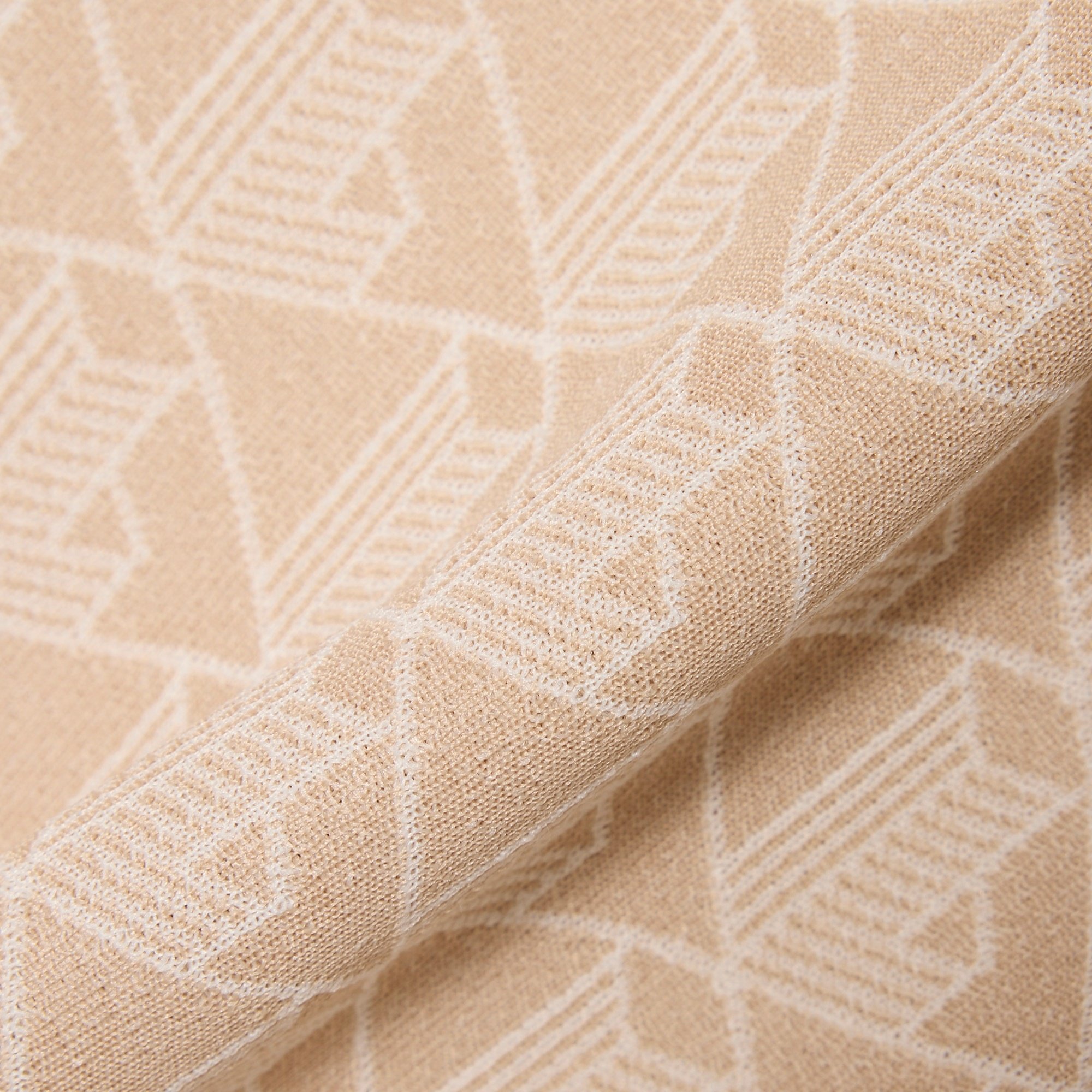 Lacoste T-shirt Jacquard Monogramme - Beige/Blanc