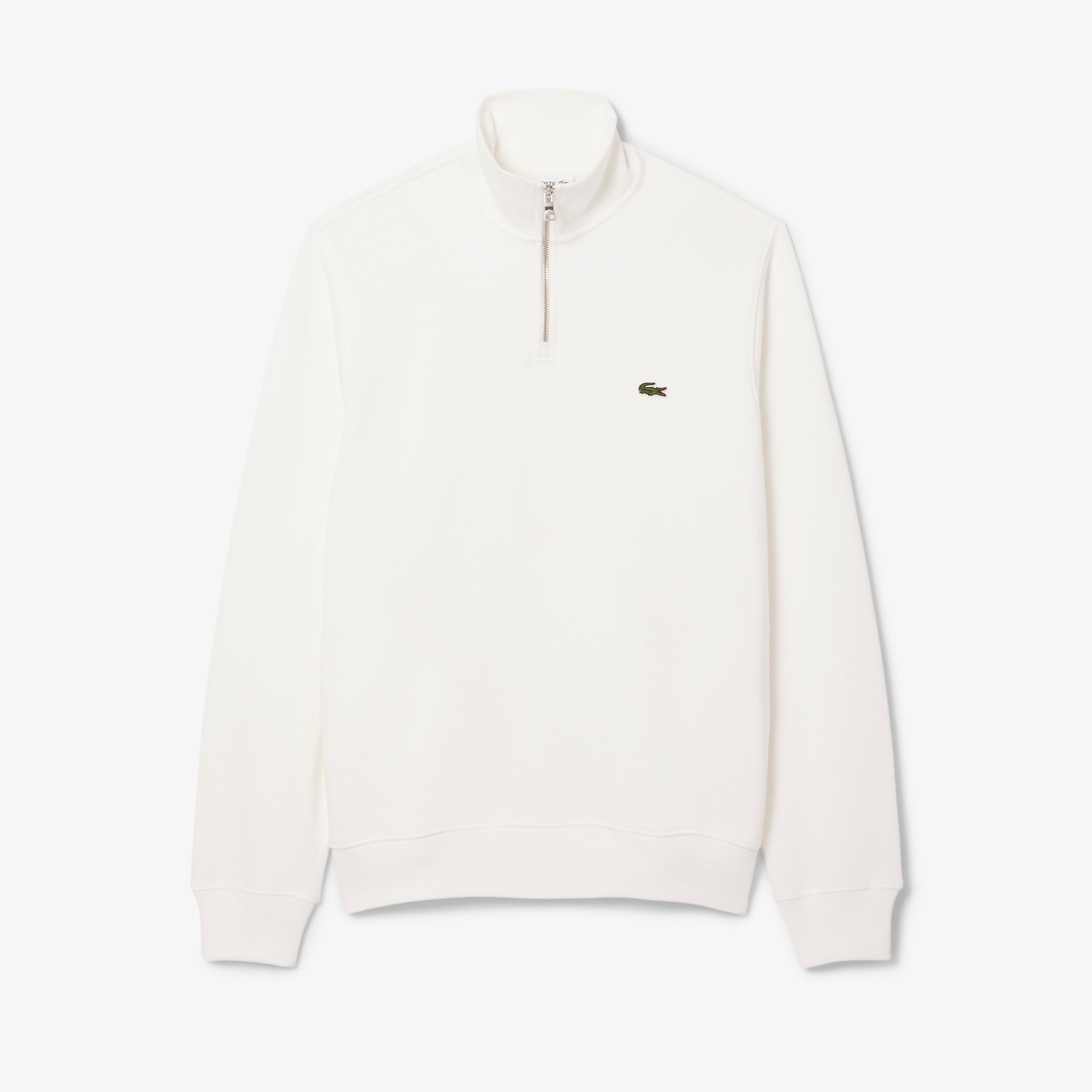 Lacoste Sweatshirt Zippé Interlock Col Montant - Blanc
