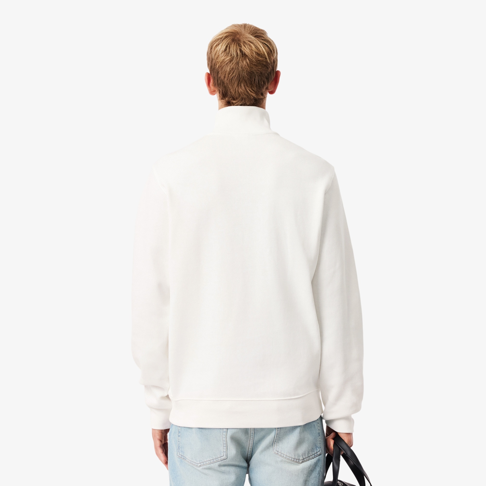 Lacoste Sweatshirt Zippé Interlock Col Montant - Blanc