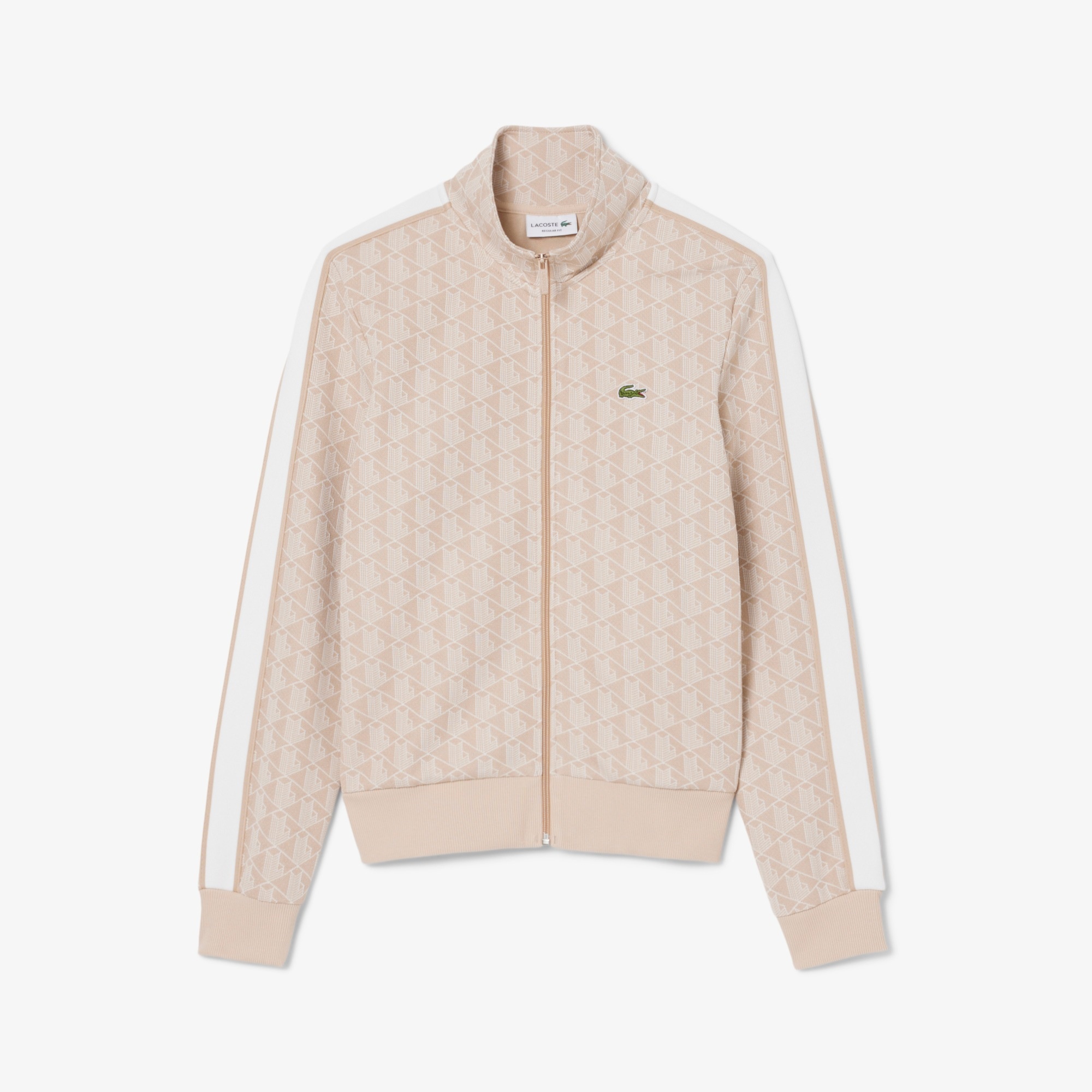 Lacoste Veste de survêtement zippée Paris jacquard -  Beige/Blanc