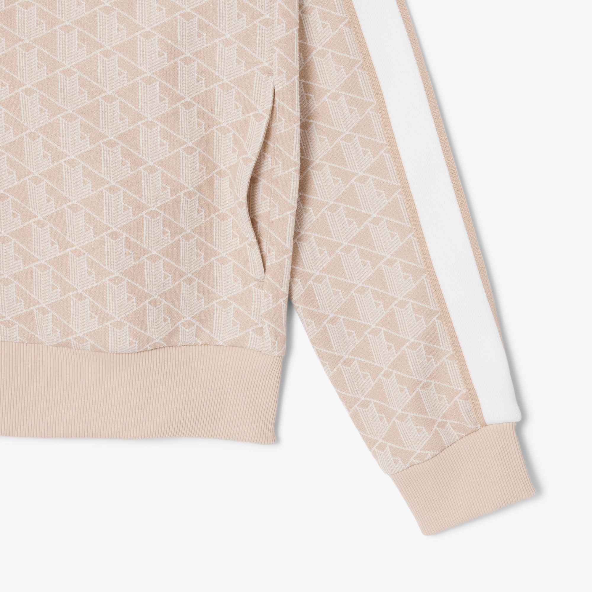 Lacoste Veste de survêtement zippée Paris jacquard -  Beige/Blanc