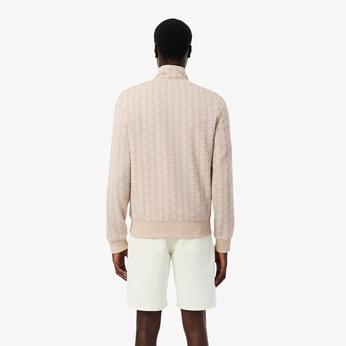 Lacoste Veste de survêtement zippée Paris jacquard -  Beige/Blanc
