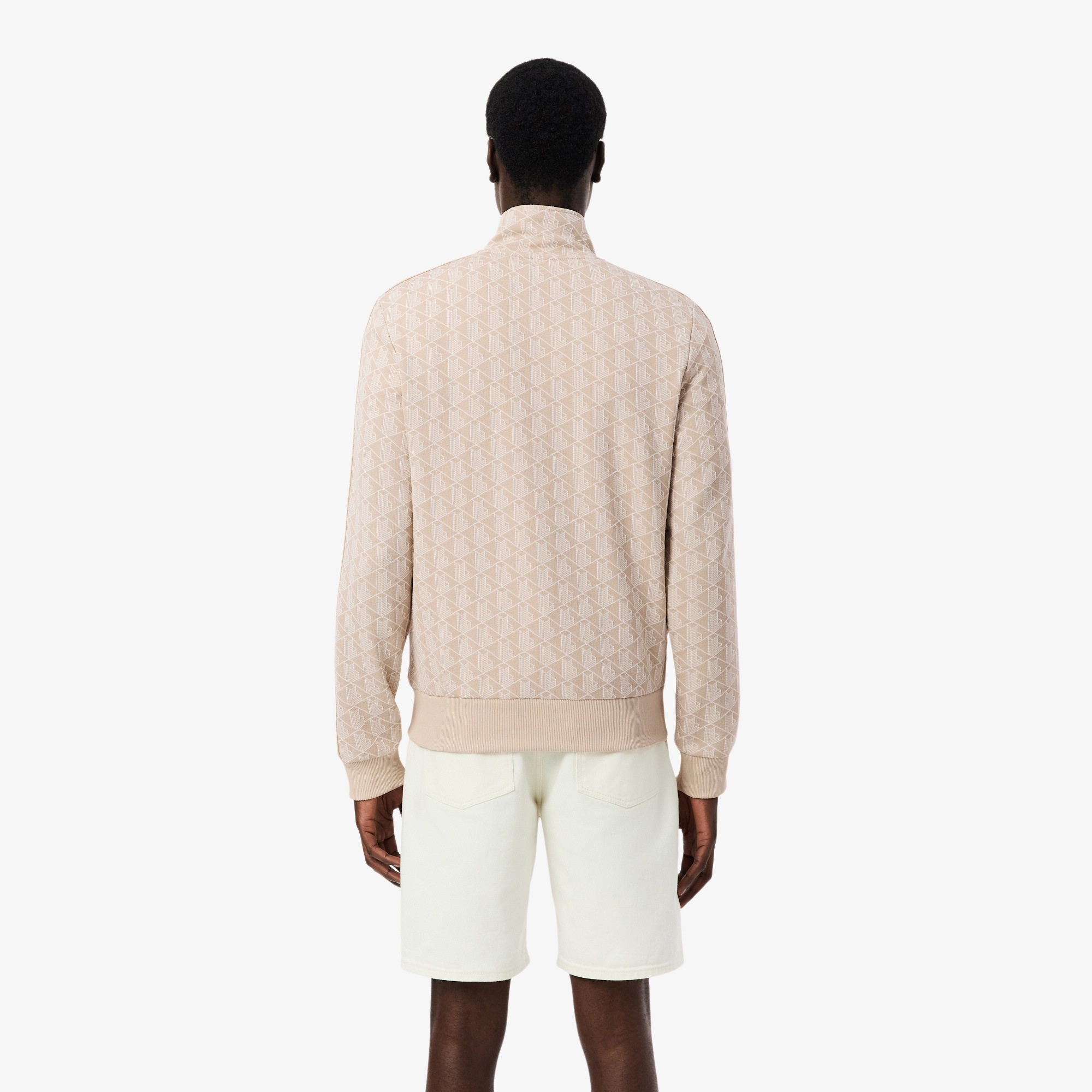 Lacoste Veste de survêtement zippée Paris jacquard -  Beige/Blanc