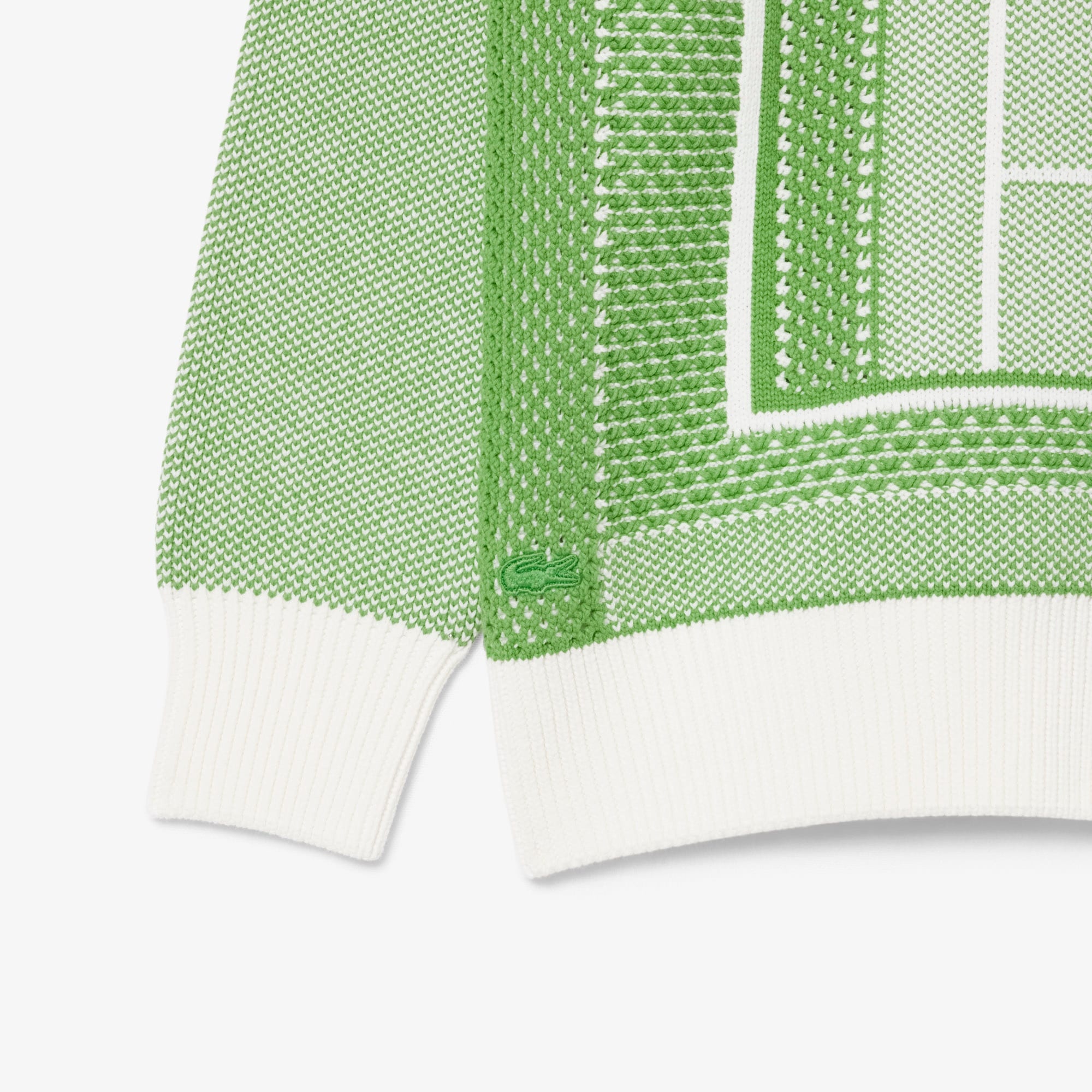 Lacoste Pull Jacquard Graphique Court Tennis - Vert/Blanc