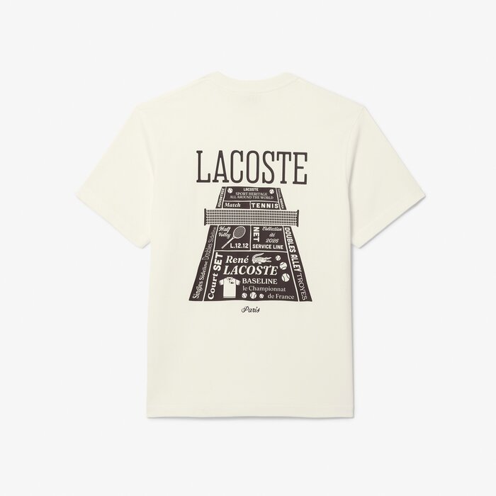 Lacoste T-shirt Coton Epais Imprimé - Blanc