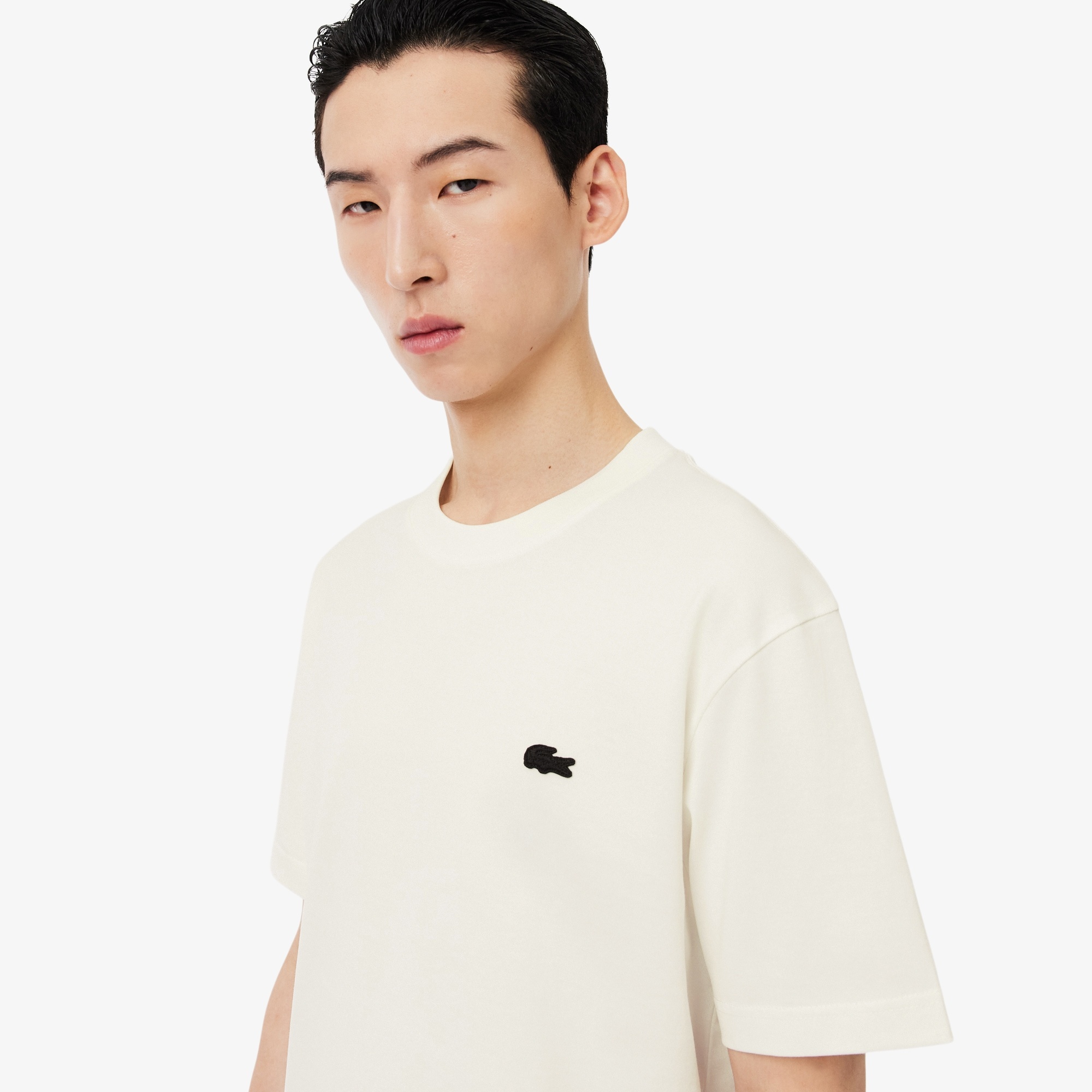 Lacoste T-shirt Coton Epais Imprimé - Blanc