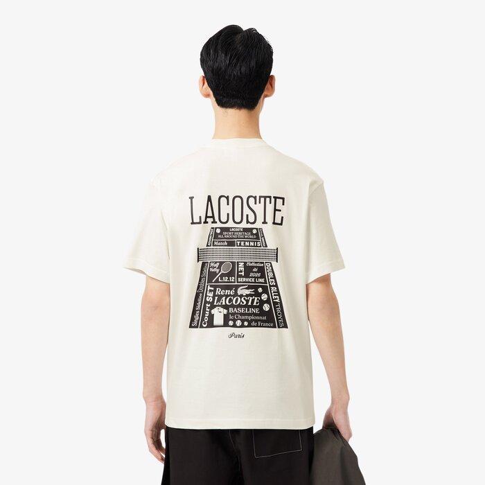 Lacoste T-shirt Coton Epais Imprimé - Blanc