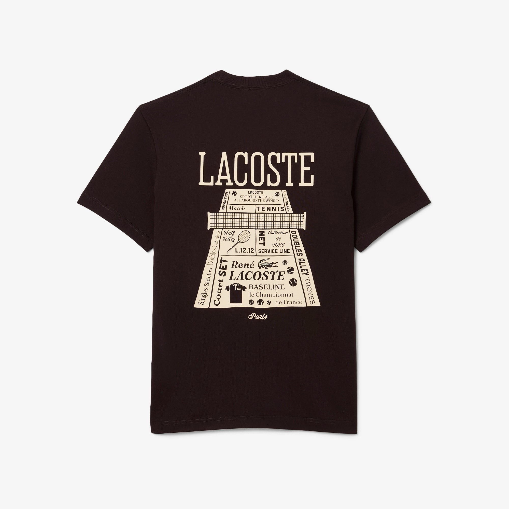 Lacoste T-shirt Coton Epais Imprimé - Marron